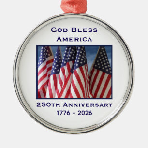 250-årsjubileum USA Patriotiskt Gud Segna Amerika Julgransprydnad Metall
