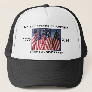 250-årsjubileum USA Patriotiskt Svart Vitt Keps