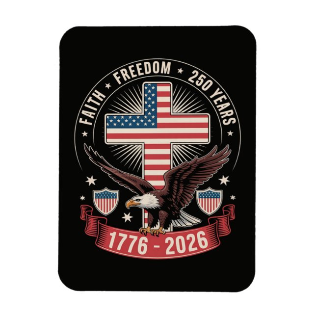 250-årsjubileum USA Tro Frihet 4:e juli Magnet (Vertikal)