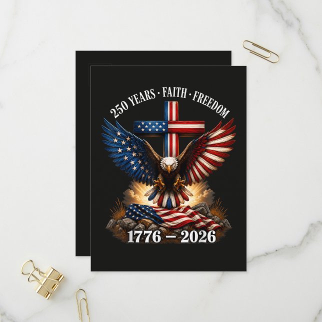 250-årsjubileum USA Tro Frihet Inbjudan Vykort (Fram/Back In Situ)