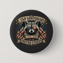 250-årsjubileum USA Tvättbjörn Vintage 4 juli Knapp