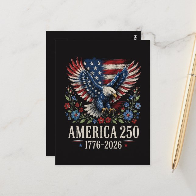 250-årsjubileumsörn Amerikan Vykort (Fram/Back In Situ)