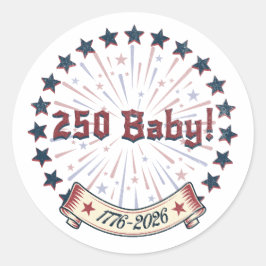 250 Baby America 250 Patriotisk Eldshow Design Runt Klistermärke