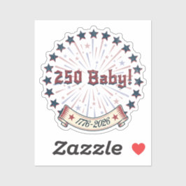 250 Baby America 250 Patriotisk fyrverkeridesign Klistermärken