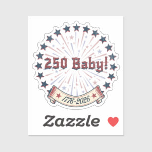 250 Baby America 250 Patriotisk fyrverkeridesign Klistermärken