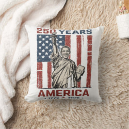 250:e Amerika Liberty Statue Obama Patriotisk Rand Kudde