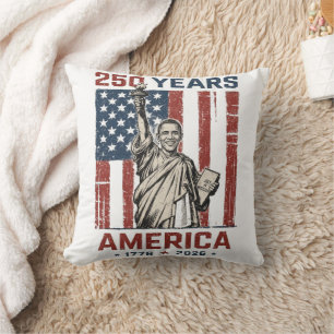 250:e Amerika Liberty Statue Obama Patriotisk Rand Kudde