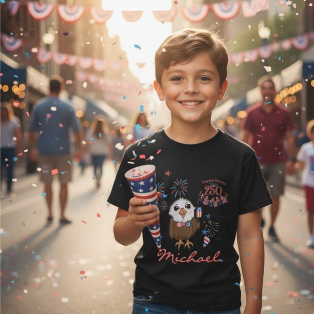 250:e födelsedagen - Cute Eagle Boy's T-Shirt (US 250 th Birthday - Cute Eagle Boy's T-Shirt)
