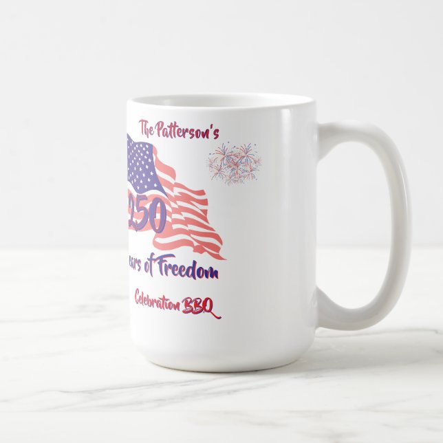 250 fjärde juli patriotisk grillfest manus kaffemugg (Höger)