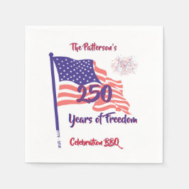 250 Fjärde Juli Patriotisk Grillfest Manus Pappersservett