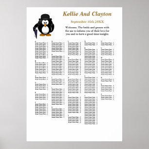 250 Funny Penguin Greeter Bröllop-sätesdiagram Poster