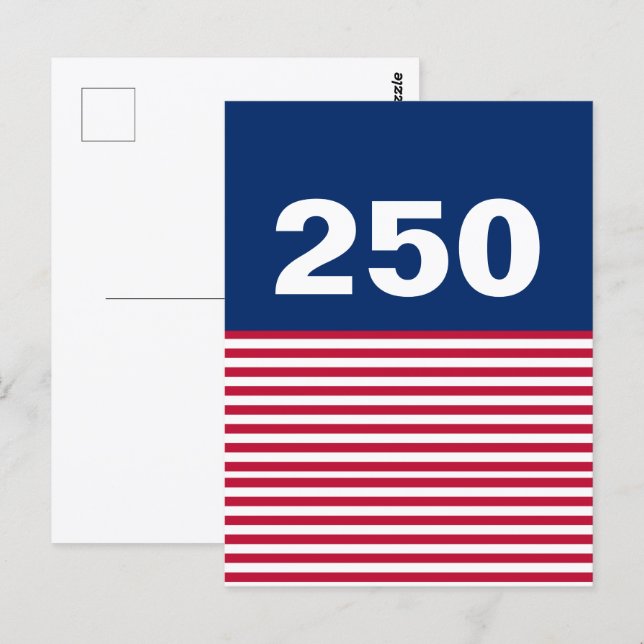 250 Red White and Blue USA Anniversary Vykort (Fram/baksida)