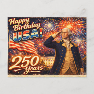 250 USA år 4 juli George Washington Vykort