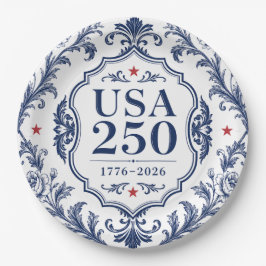 250 USA Blommig Pappers Tallrik