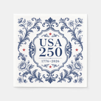 250 USA Blommig Pappers Tallrik Pappersservett