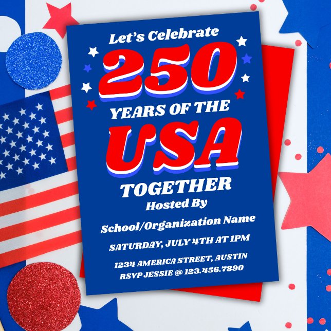 250 USA Festlig Anpassningsbar Patriotisk Inbjudan (Skapare uppladdad)