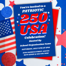 250 USA-firande Redigerbar Patriotisk Inbjudan