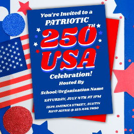 250 USA-firande Redigerbar Patriotisk Inbjudan