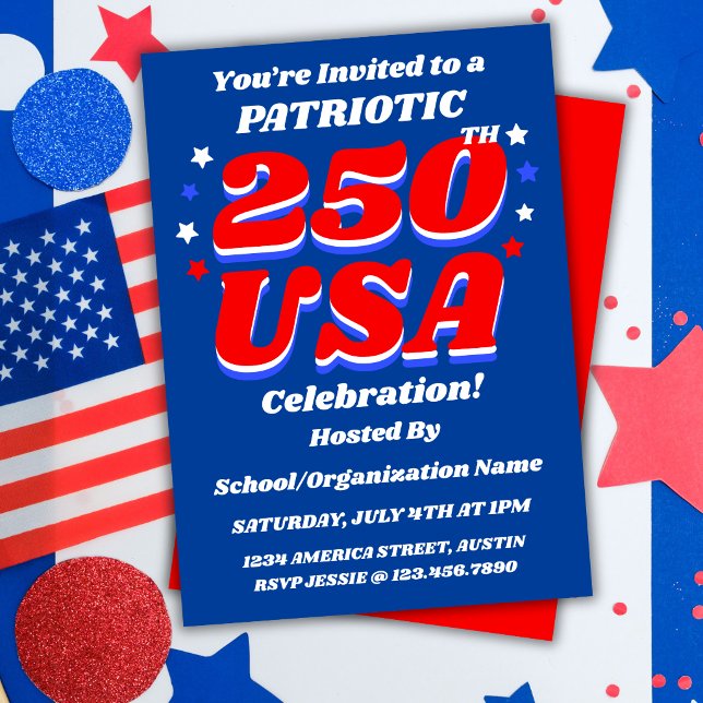 250 USA-firande Redigerbar Patriotisk Inbjudan (Skapare uppladdad)
