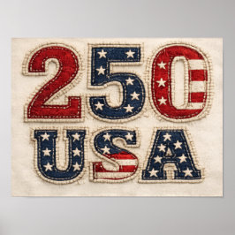 250 USA Vintage Broderi Konsttryck Poster