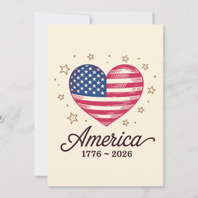 250 Years Flag Heart 1776 2026 250th 4th Of July Meddelande (Framsida)