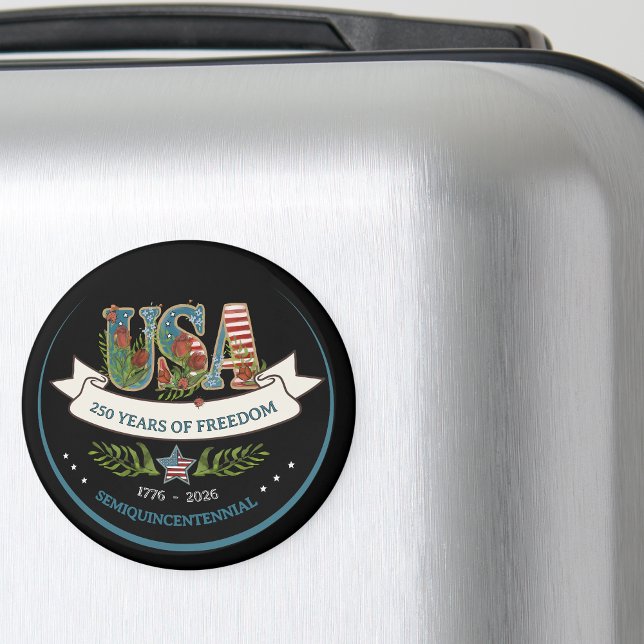 250 Years of Freedom Elegant Patriotic Botanical  Magnet (250 Years of Freedom Elegant Patriotic Botanical Magnet)