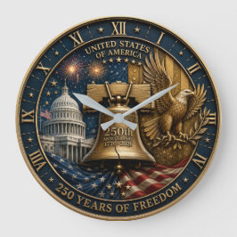 250 Years of Freedom Liberty Bell Bald Eagle & U.S Stor Klocka