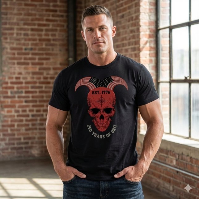 250 Years of Grit Patriotic Red Skull T-Shirt (Skapare uppladdad)