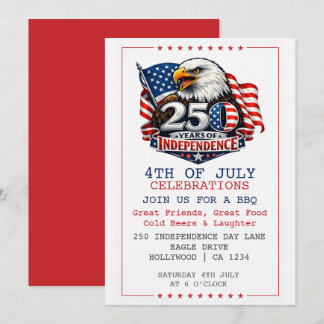 250 Years of Independence 4th of July Party Inbjudningar