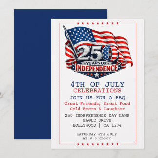250 Years of Independence 4th of July Party Inbjudningar