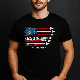 250 Years USA Jets Patriotic Red White Blue T Shirt