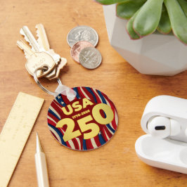 250th Anniversary Golden USA American Flag Nyckelring