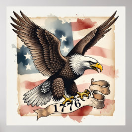 250th Anniversary Patriotic Bald Eagle 1776 Poster