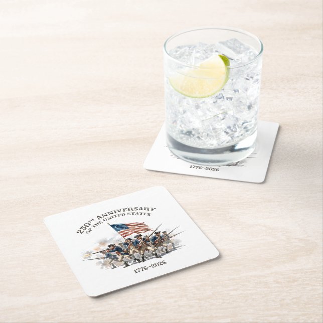 250th Anniversary Revolutionary Soldiers 1776-2026 Underlägg Papper Kvadrat (Insitu)