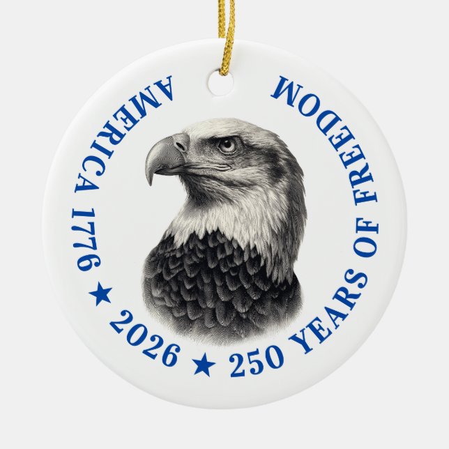 250th Anniversary USA 2026 Bald Eagle  Julgransprydnad Keramik (Framsidan)