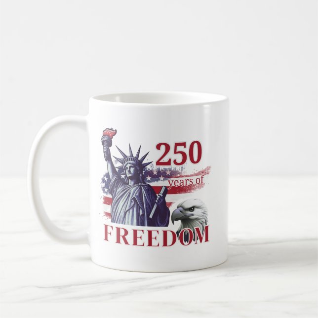 250th Anniversary USA Flag Liberty Eagle Freedom Kaffemugg (Vänster)
