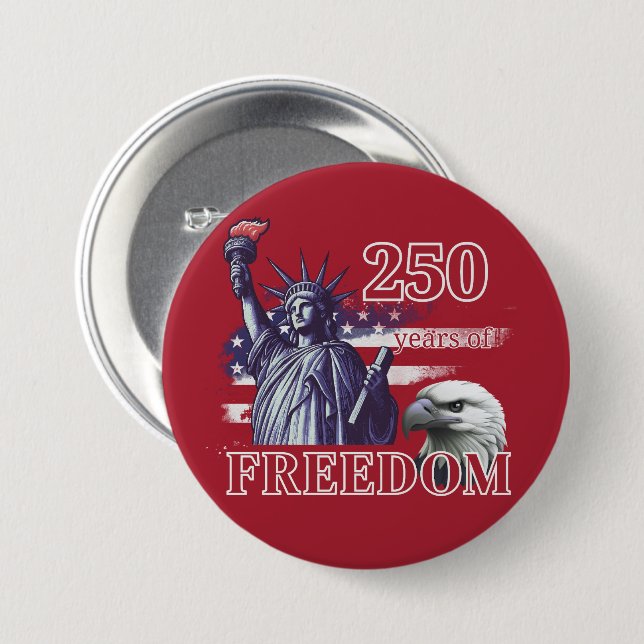 250th Anniversary USA Flag Liberty Eagle Freedom Knapp (Framsida & baksida)