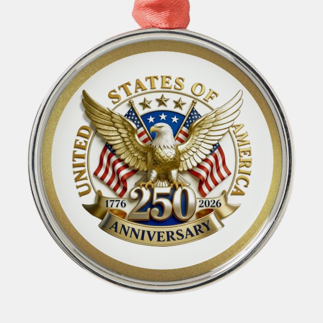 250th Anniversary USA Patriotic | 1776–2026 Julgransprydnad Metall (Framsidan)