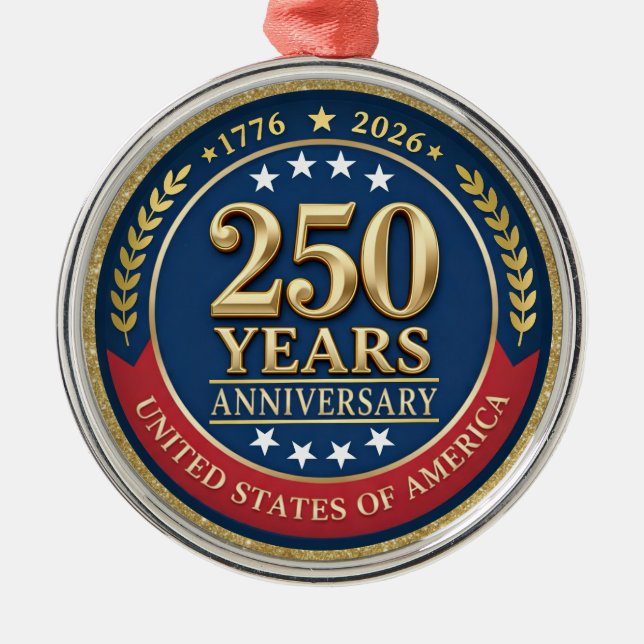 250th Anniversary USA Patriotic | 1776–2026 Julgransprydnad Metall (Framsidan)