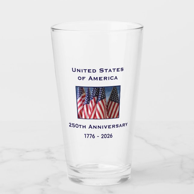 250th Anniversary USA Patriotic American Flag Pint Glaskopp (Framsida)