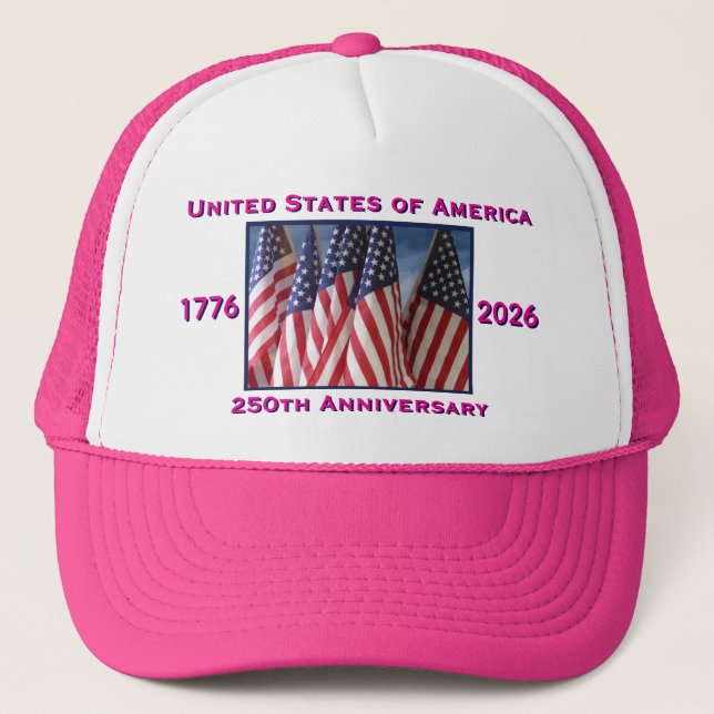 250th Anniversary USA Patriotic Flags Pink Keps (Framsida)