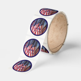 250th Anniversary USA Patriotic Flags Premium Runt Klistermärke