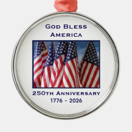 250th Anniversary USA Patriotic God Bless America  Julgransprydnad Metall