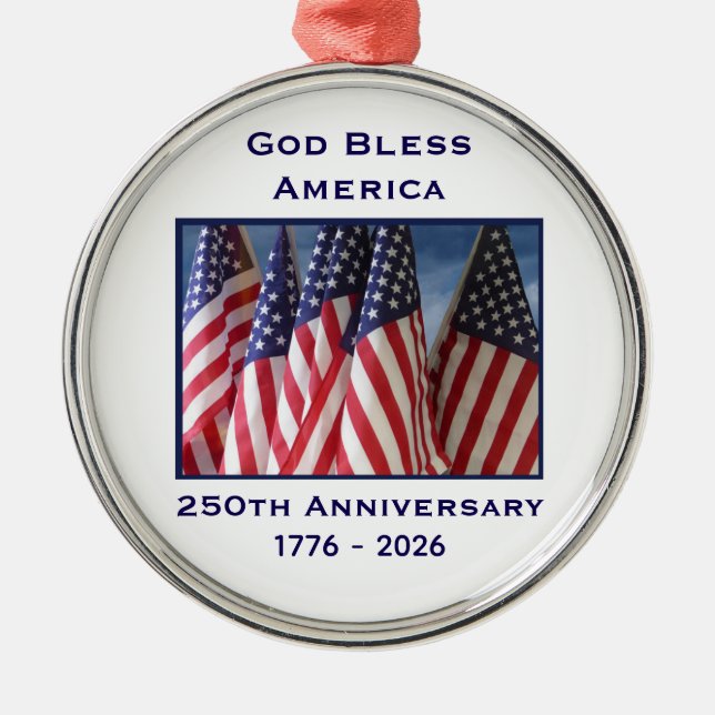 250th Anniversary USA Patriotic God Bless America  Julgransprydnad Metall (Framsidan)