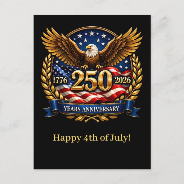 250th USA Anniversary Eagle Emblem  Helg Vykort (Framsida)
