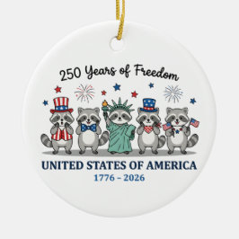 250th year of independence of USA, Raccoon Julgransprydnad Keramik