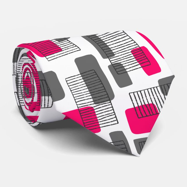 251215 - Neon Red och Grått Slips (Rullad)