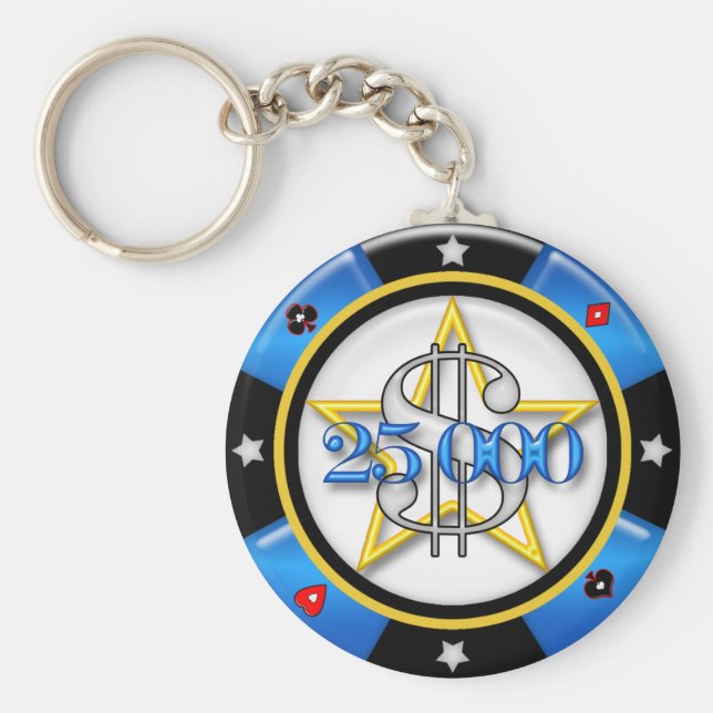 25 000.00 Poker Casino Gambling Chip Nyckelring (Framsidan)