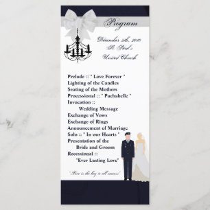 25 4 x 9 Bröllopsprogram ARMY Uniform Blues Bride Program