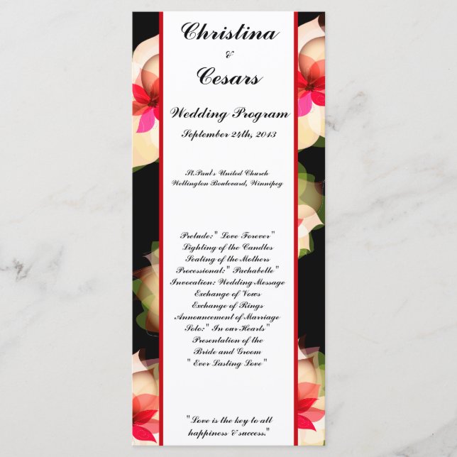 25 4 x 9 Bröllopsprogram färglöst Lotus Flower Bla Program (Framsida)